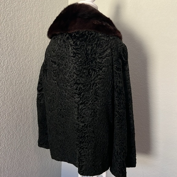 Vintage 40’s Mink & Curly Black Persian Lamb Coat - Picture 7 of 12